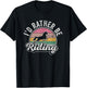Horse Rider Retro I'd Rather Be Riding Horse Girl Kid Gift T-Shirt - T-Shirt | Black