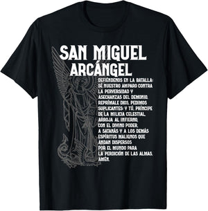 Miguel Arcangel Oracion San St Saint Michael Spanish Espanol T-Shirt - T-Shirt | Black