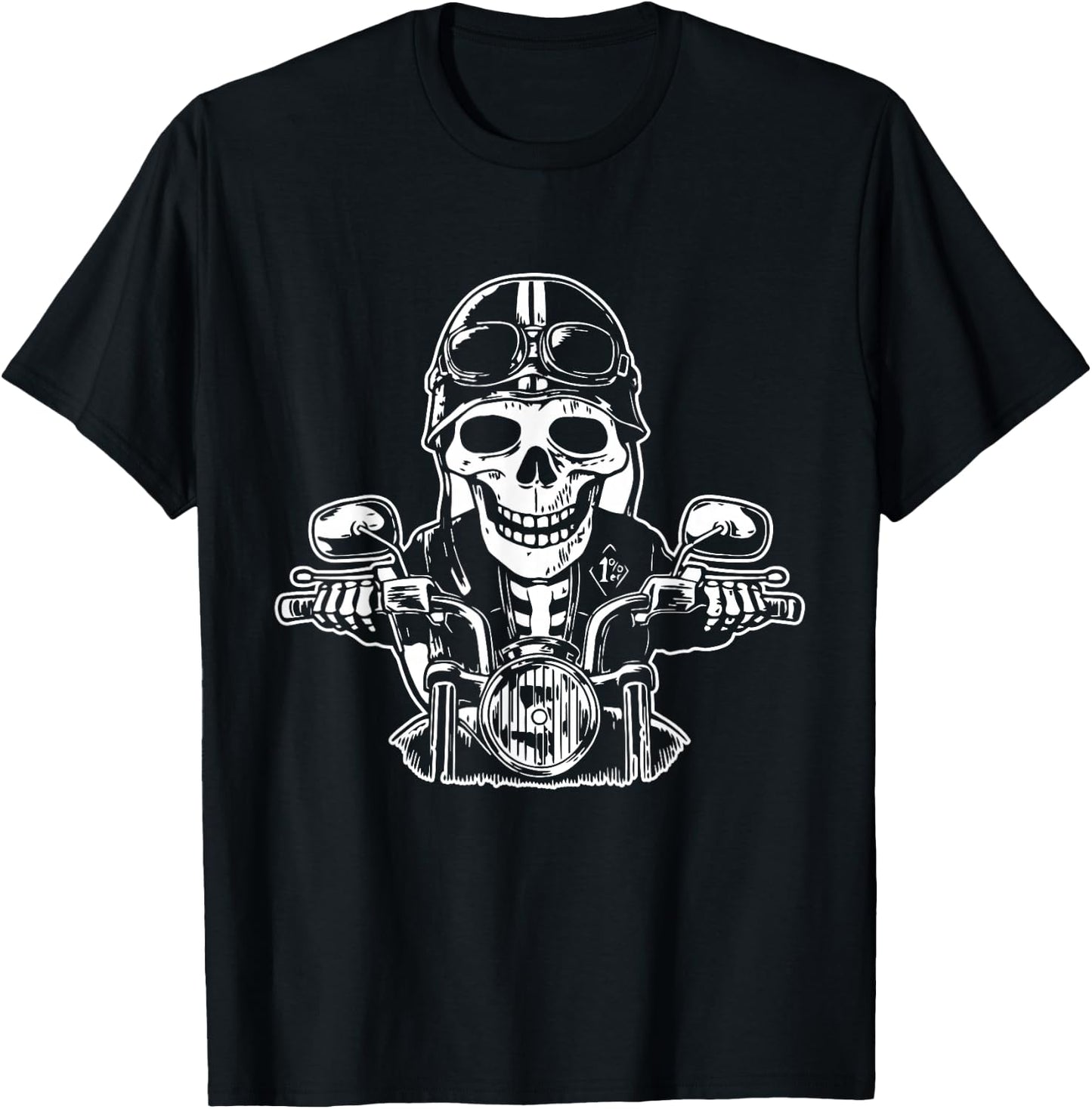 Skeleton Biker Lazy Halloween Costume Cool Motorcycle Skull T-Shirt - T-Shirt | Black