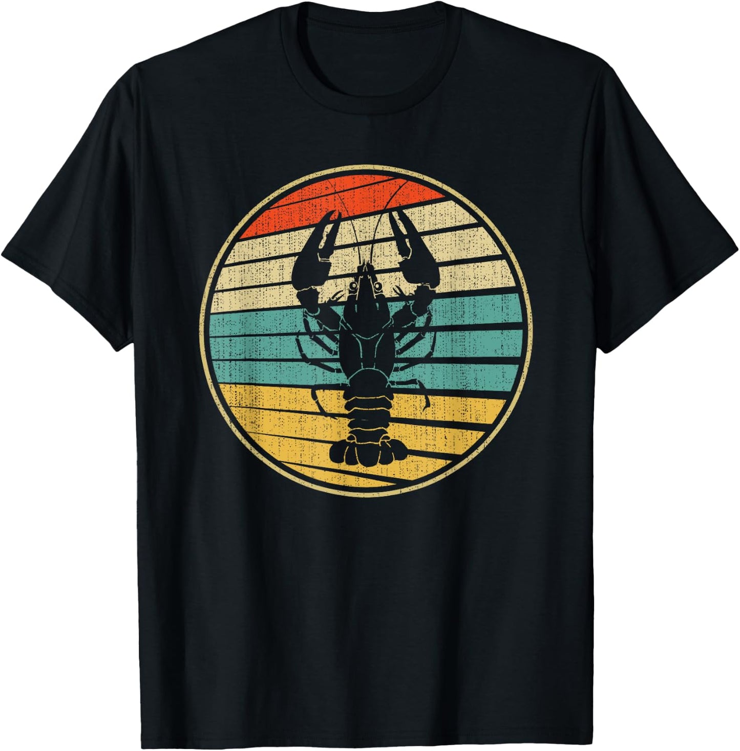 Retro Style Vintage Sea Crawfish Lobster Silhouette 60s 70s T-Shirt - T-Shirt | Black