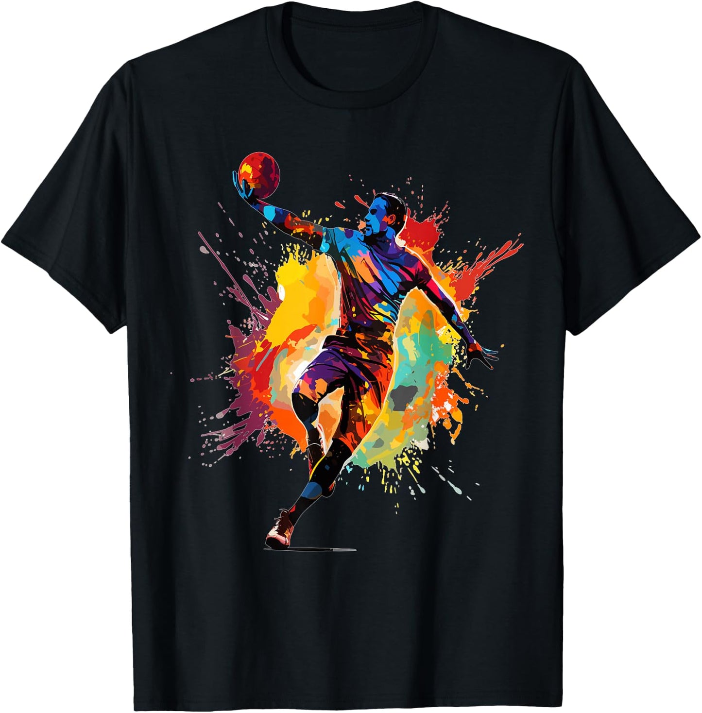 Handball player paint splash Men's handball T-Shirt - T-Shirt | Black