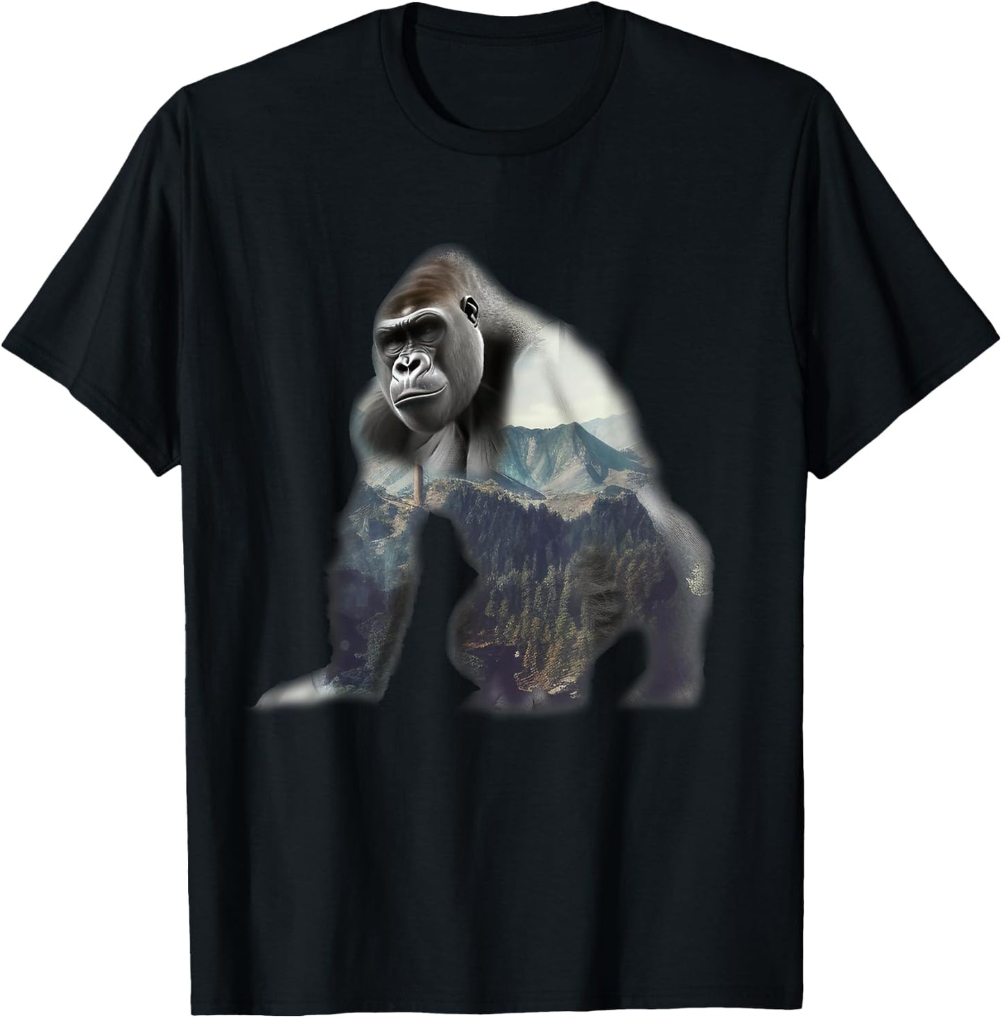 Gorilla Ape Silverback Primate Nature Jungle T-Shirt - T-Shirt | Black