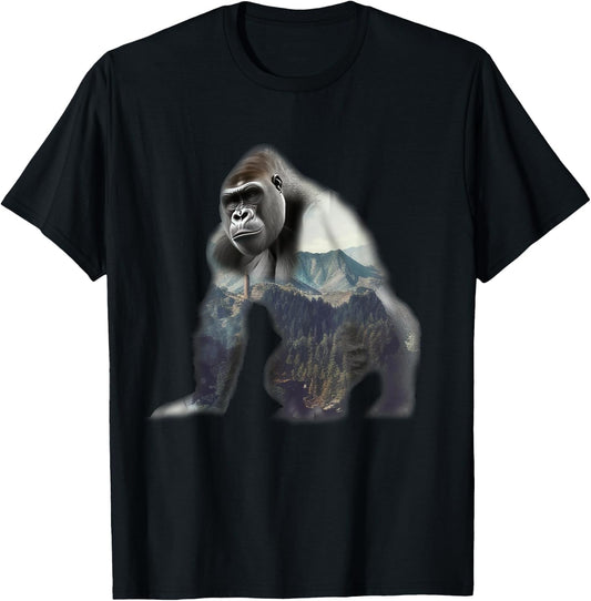 Gorilla Ape Silverback Primate Nature Jungle T-Shirt - T-Shirt | Black