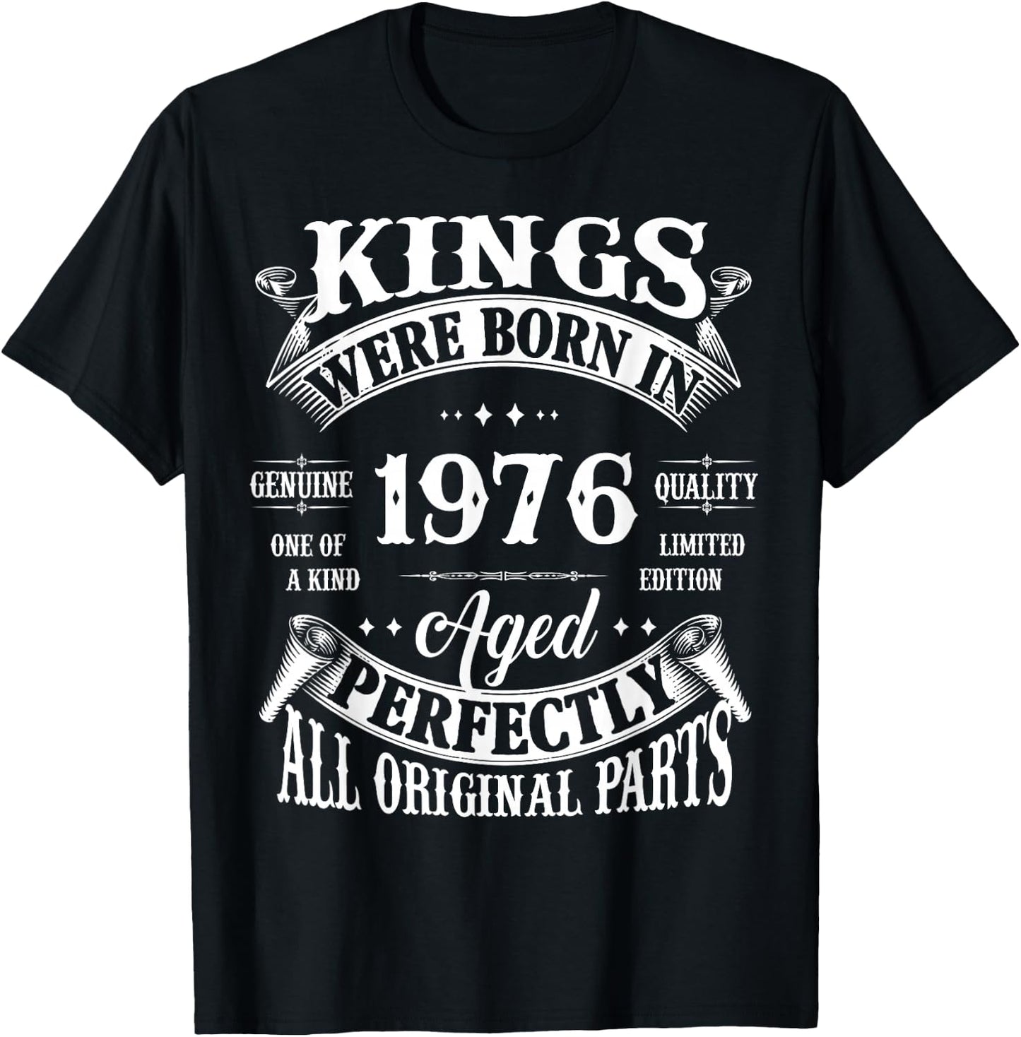 50th Birthday Gift Vintage Kings Born In 1976 50 Years Old T-Shirt - T-Shirt | Black