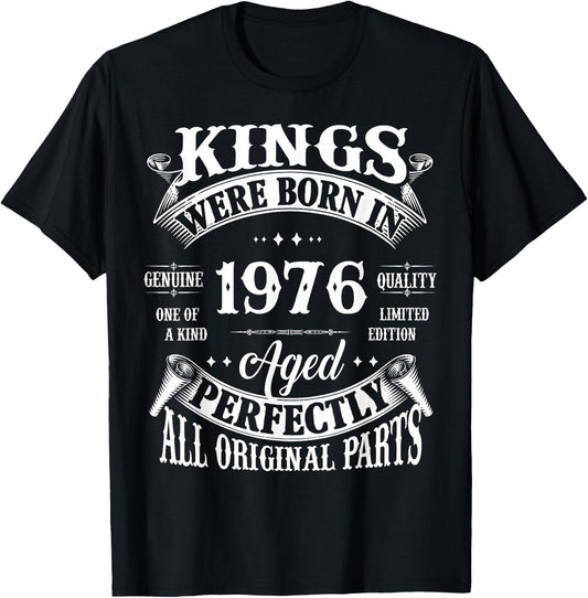 50th Birthday Gift Vintage Kings Born In 1976 50 Years Old T-Shirt - T-Shirt | Black