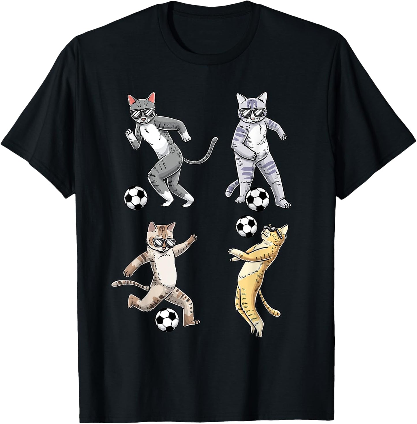 Funny Cat Lover Playing Soccer Player Pet Kittens Men Women T-Shirt - T-Shirt | Black