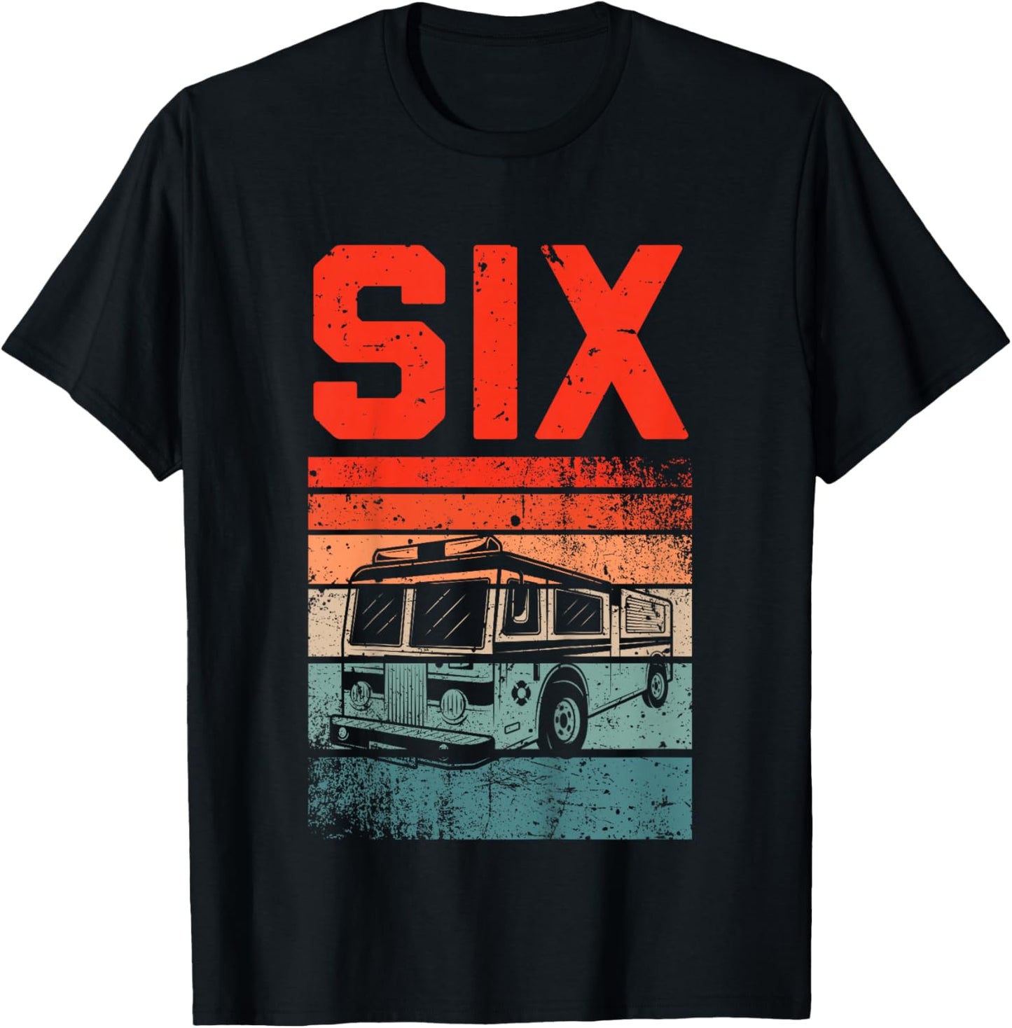 6 Year Old Shirt 6th Birthday Boy Firefighter Fire Truck T-Shirt - T-Shirt | Black