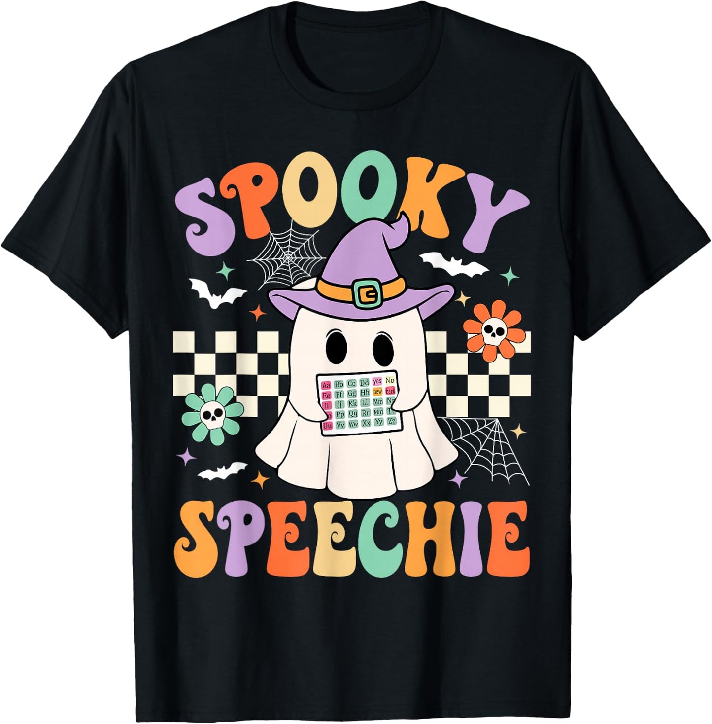 Spooky Speechie Speech Therapy Halloween Retro SLP Halloween T-Shirt - T-Shirt | Black