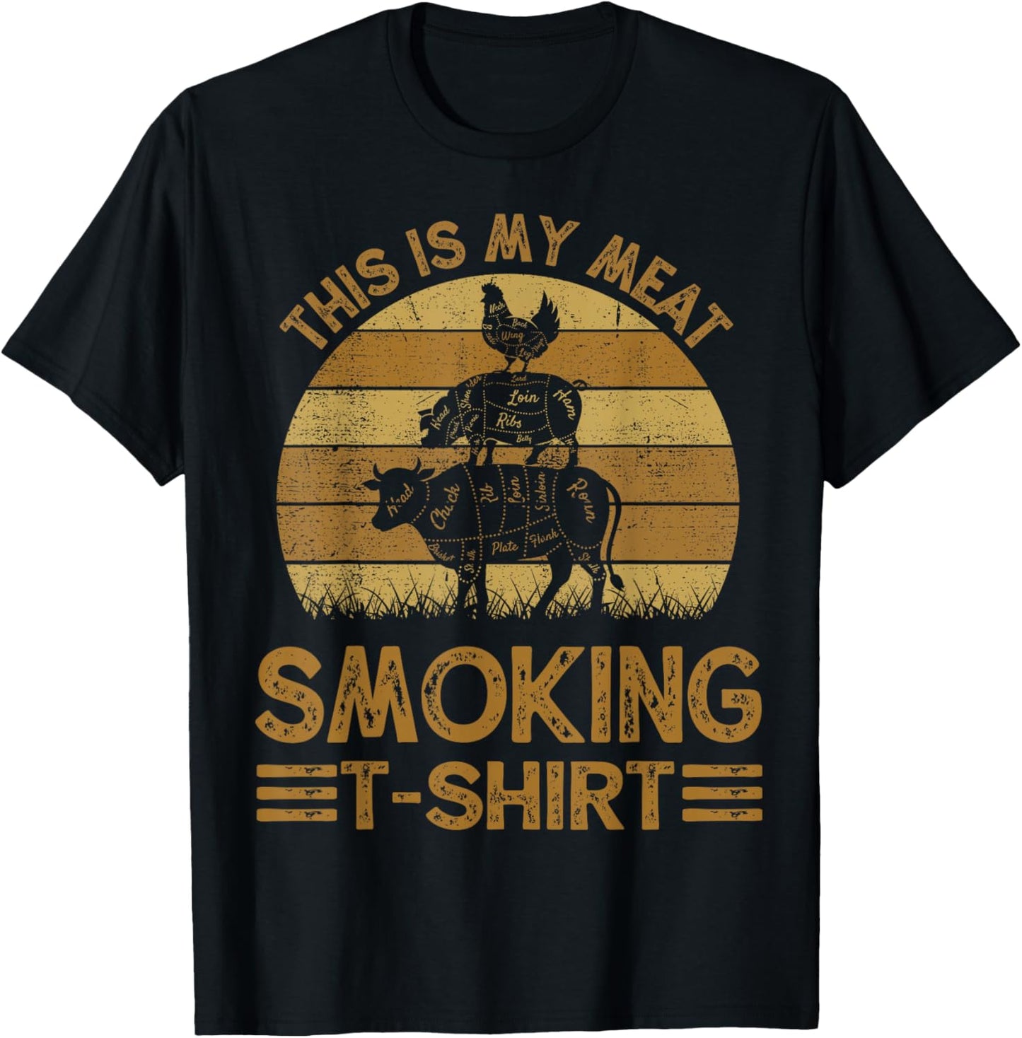 Funny This is My Meat Smoking BBQ Dad Barbeque Gift T-Shirt - T-Shirt | Black