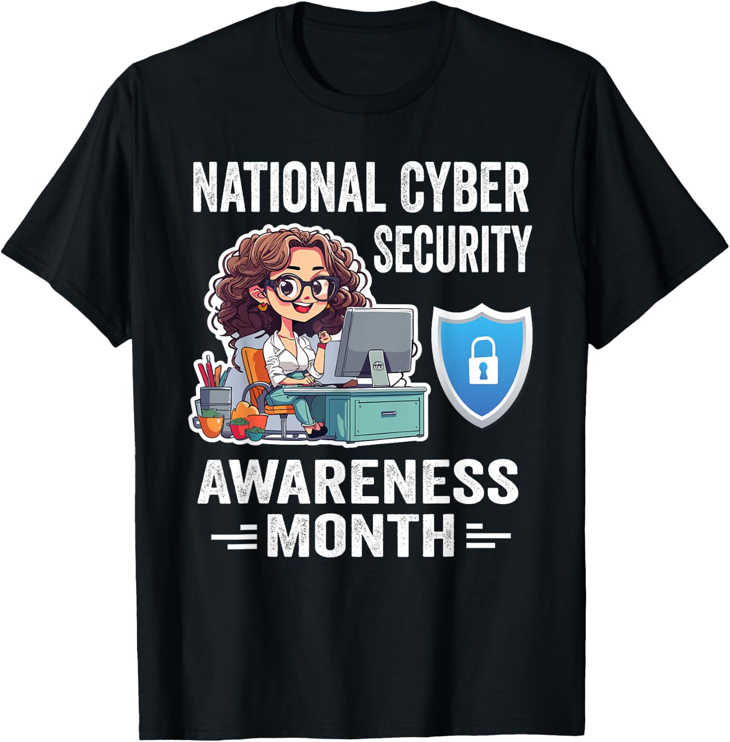 National Cyber Security Awareness Month Tech Security Team T-Shirt - T-Shirt | Black