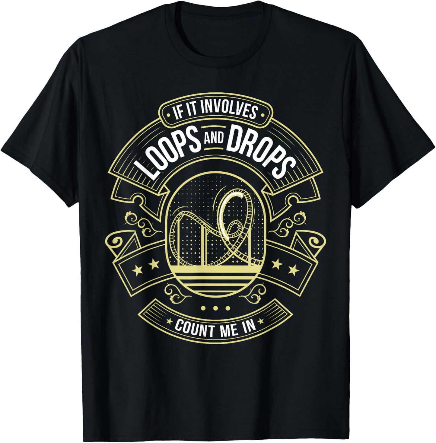 Roller Coaster Gifts & Amusement Park Apparel -Adults, Kids Black Short Sleeve Funny Rollercoaster Theme Park I Roller Coaster T-Shirt - T-Shirt | Black