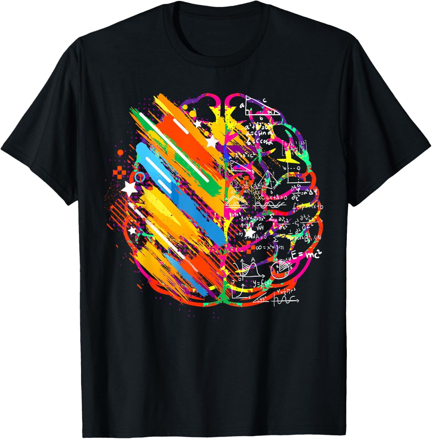 Colorful Brain Art Teacher Artist Painter Student T-Shirt - T-Shirt | Black
