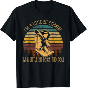 I'm A Little Bit Country, I'm A Little Bit Rock And Roll T-Shirt - T-Shirt | Black