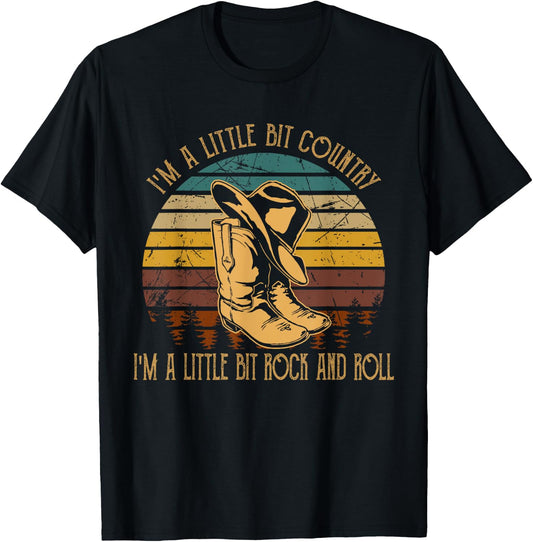 I'm A Little Bit Country, I'm A Little Bit Rock And Roll T-Shirt - T-Shirt | Black