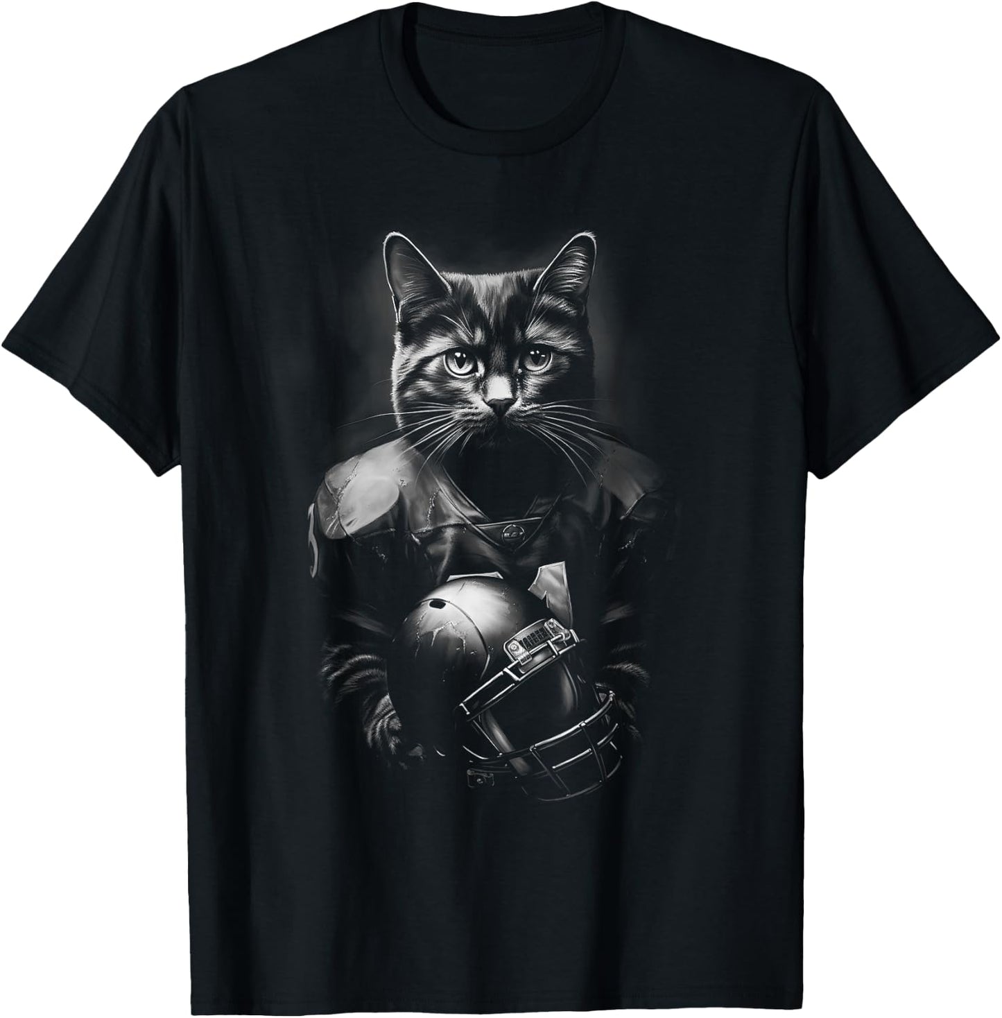 Cool Cat Football Season Funny Football Accessories Cat T-Shirt - T-Shirt | Black