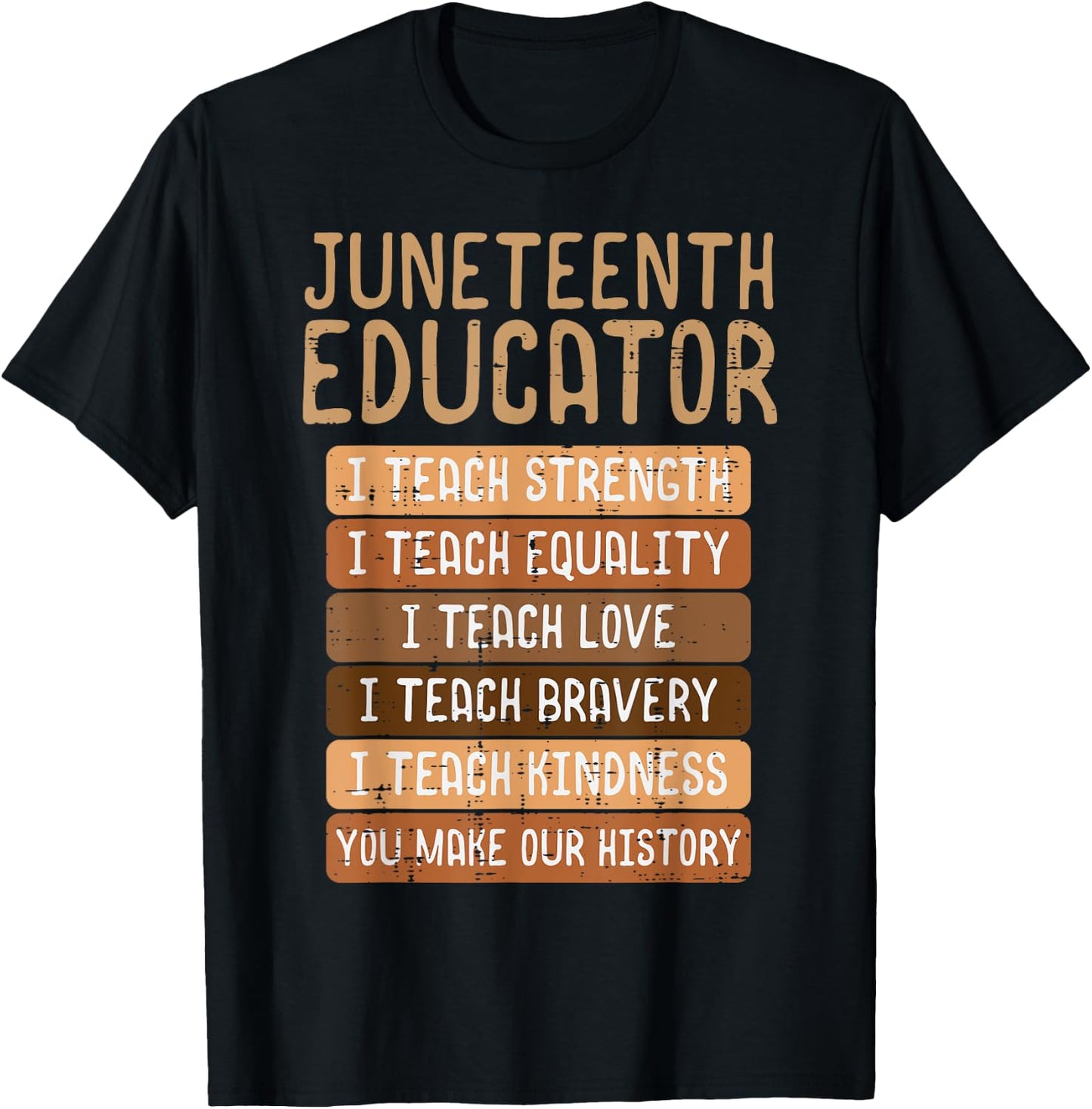 Juneteenth Educator Teach Strength Melanin Teacher Men Women T-Shirt - T-Shirt | Black