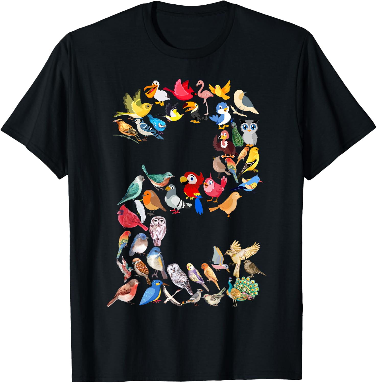 Toddler 2nd Birthday Birds Themed 2 Year Old Kids Bird Lover T-Shirt - T-Shirt | Black