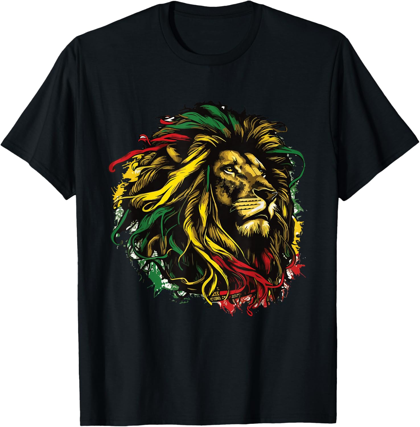 Jamaican Lion Jamaican Rasta Flag Lion of Judah Reggae Music T-Shirt - T-Shirt | Black