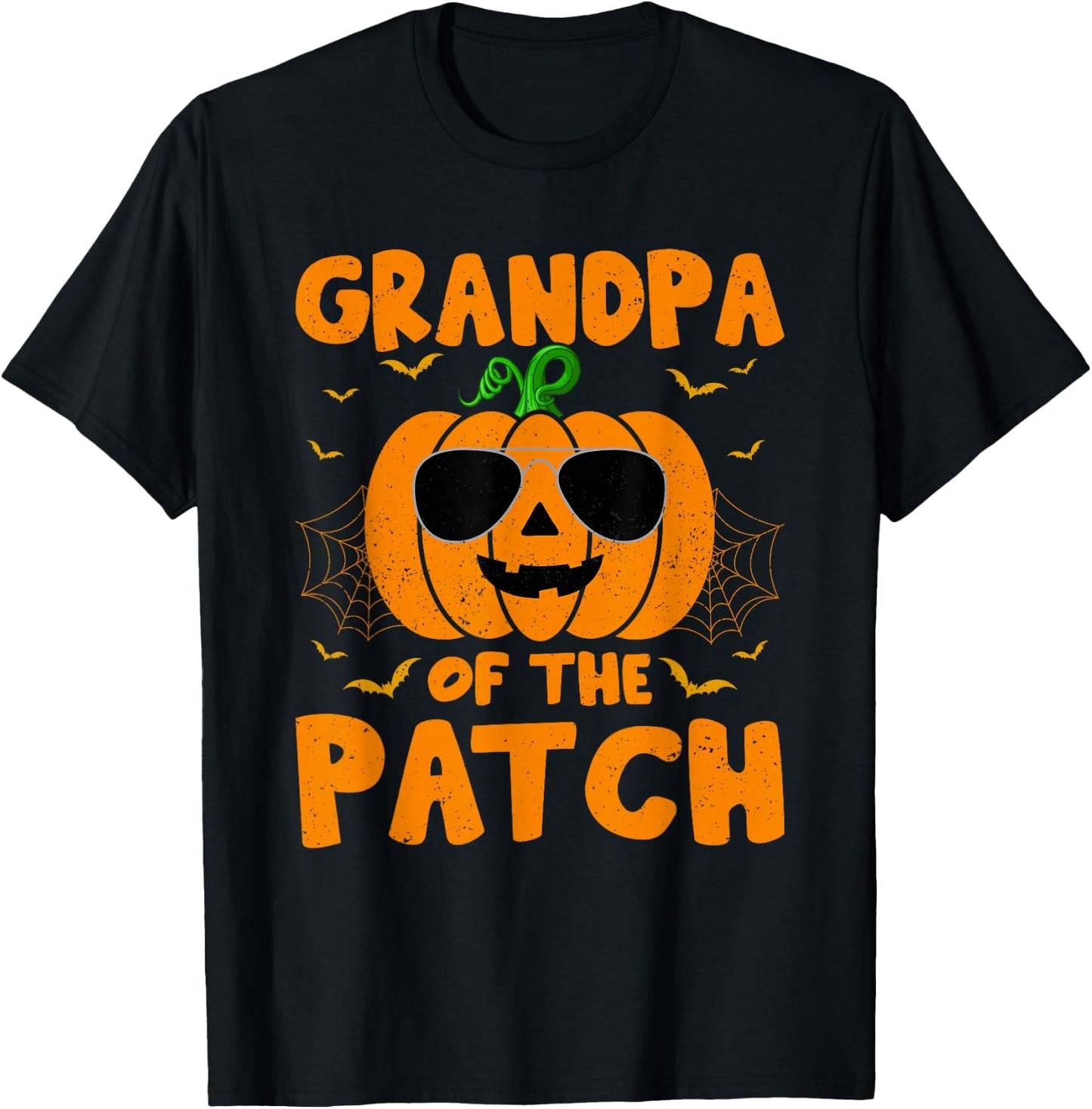 Pumpkin Grandpa Of The Patch Family Group Costume Halloween T-Shirt - T-Shirt | Black