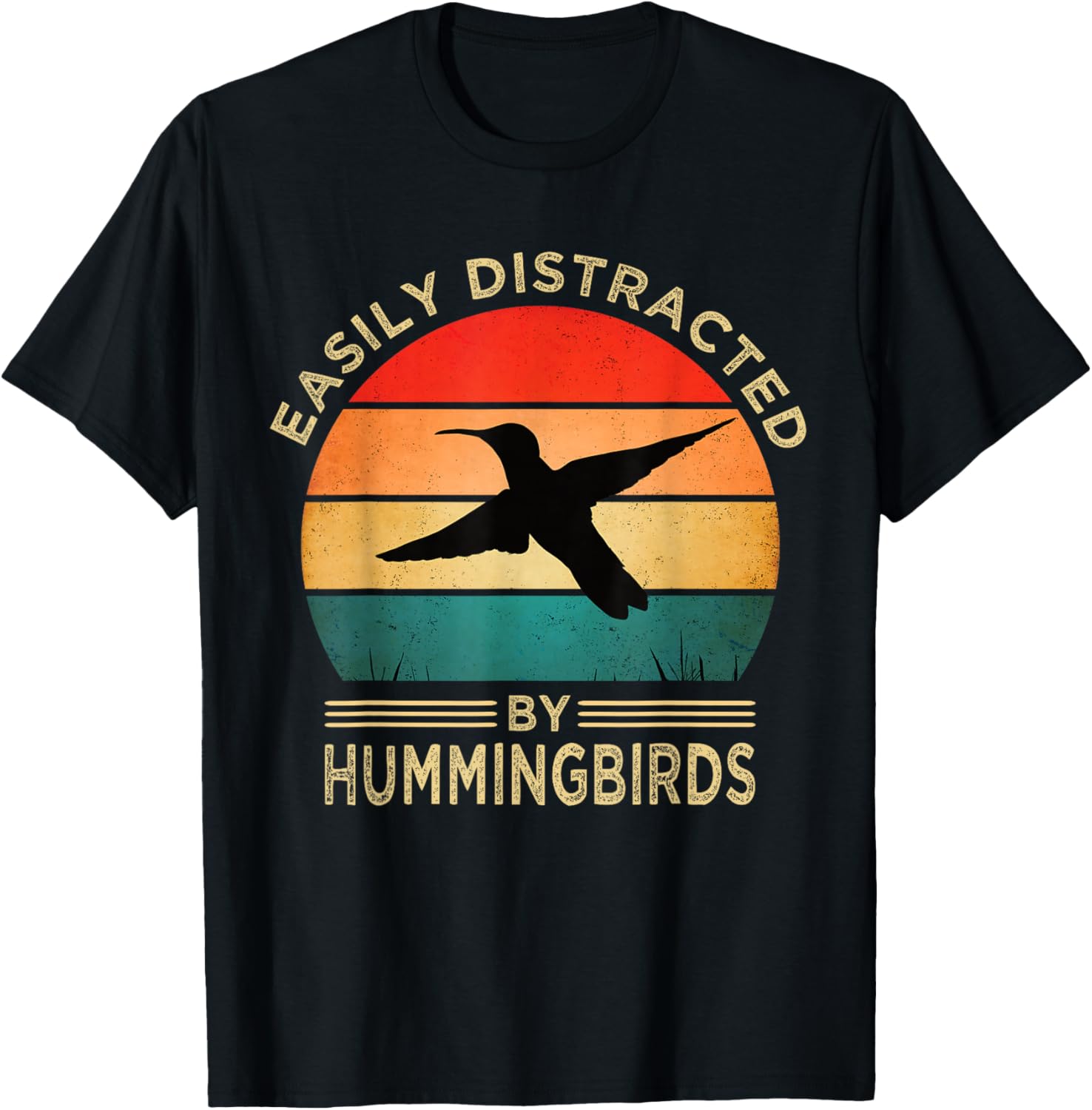 Easily Distracted By Hummingbirds T-Shirt - T-Shirt | Black