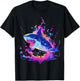 Colorful Shark, Spirit Animal, Multicolor Art T-Shirt - T-Shirt | Black