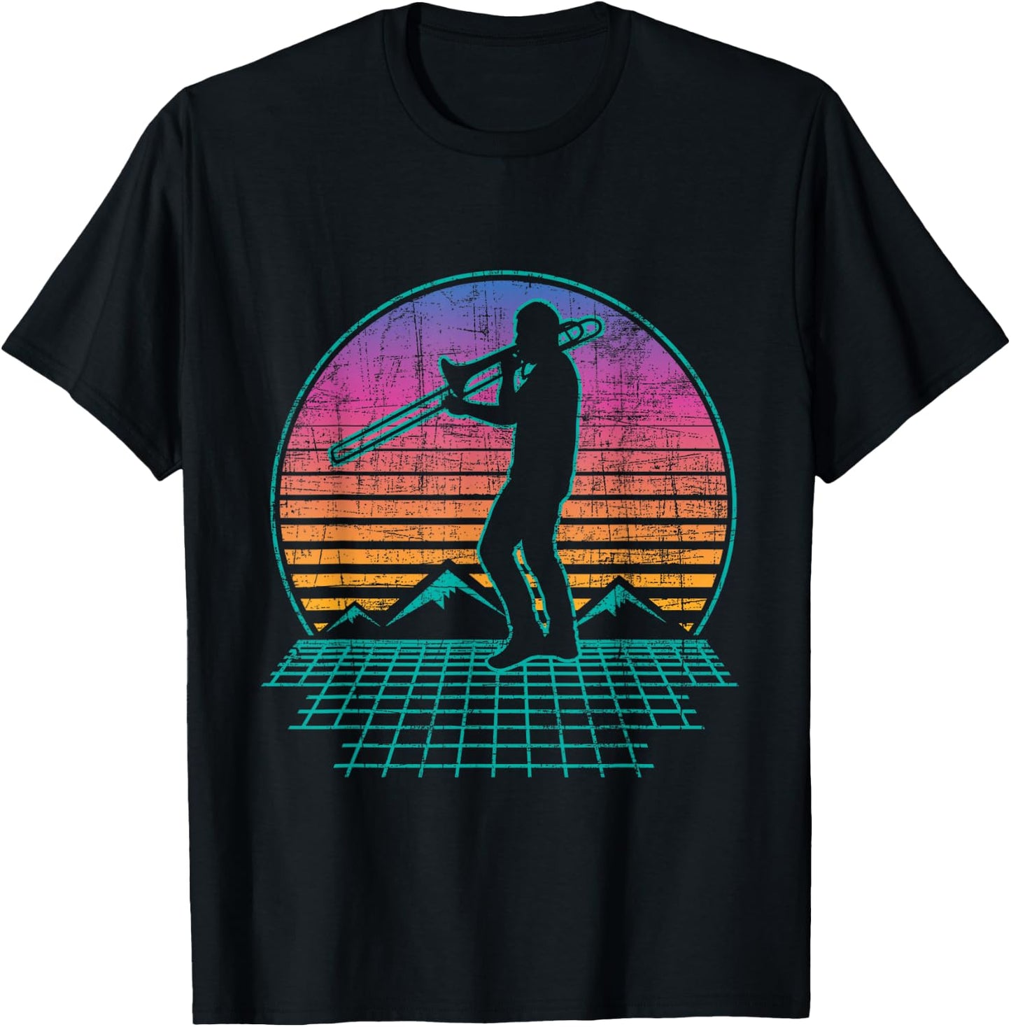 Retro Vintage Trombone Player - Trombonist Jazz Music Lover T-Shirt - T-Shirt | Black