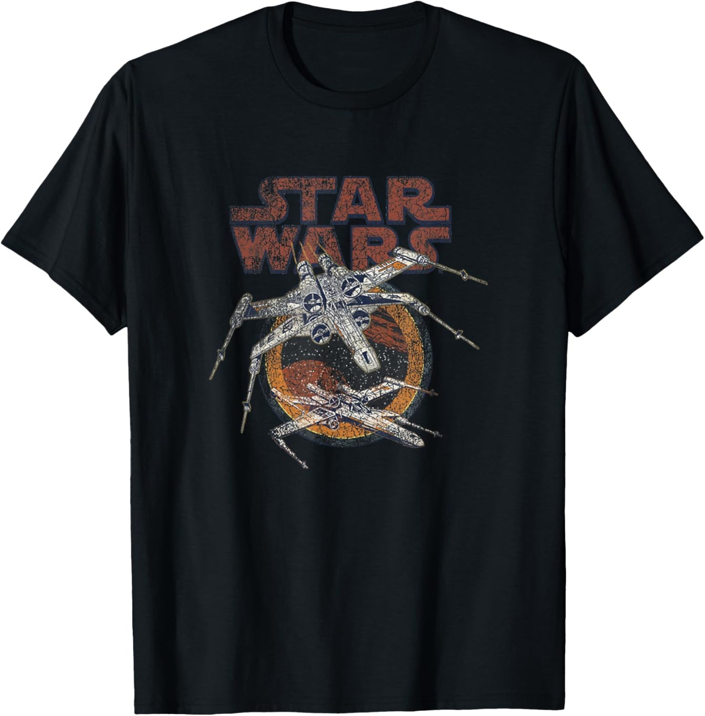Star Wars Vintage X-Wing Fighter Distressed Battle Poster T-Shirt - T-Shirt | Black