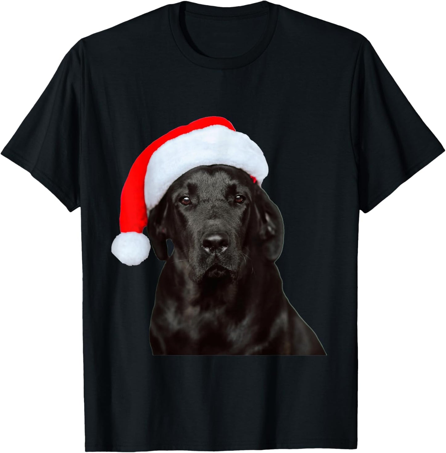 Cute Black Lab Santa Hat Image Christmas Dog Labrador Women Kids T-Shirt - T-Shirt | Black