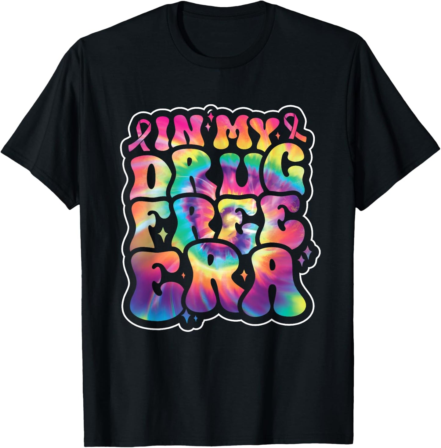 In My Drug Free Era Red Ribbon Week Awareness Tie Dye Groovy T-Shirt - T-Shirt | Black