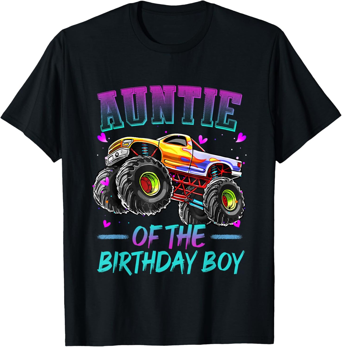 Auntie of the Birthday Boy Monster Truck Birthday T-Shirt - T-Shirt | Black