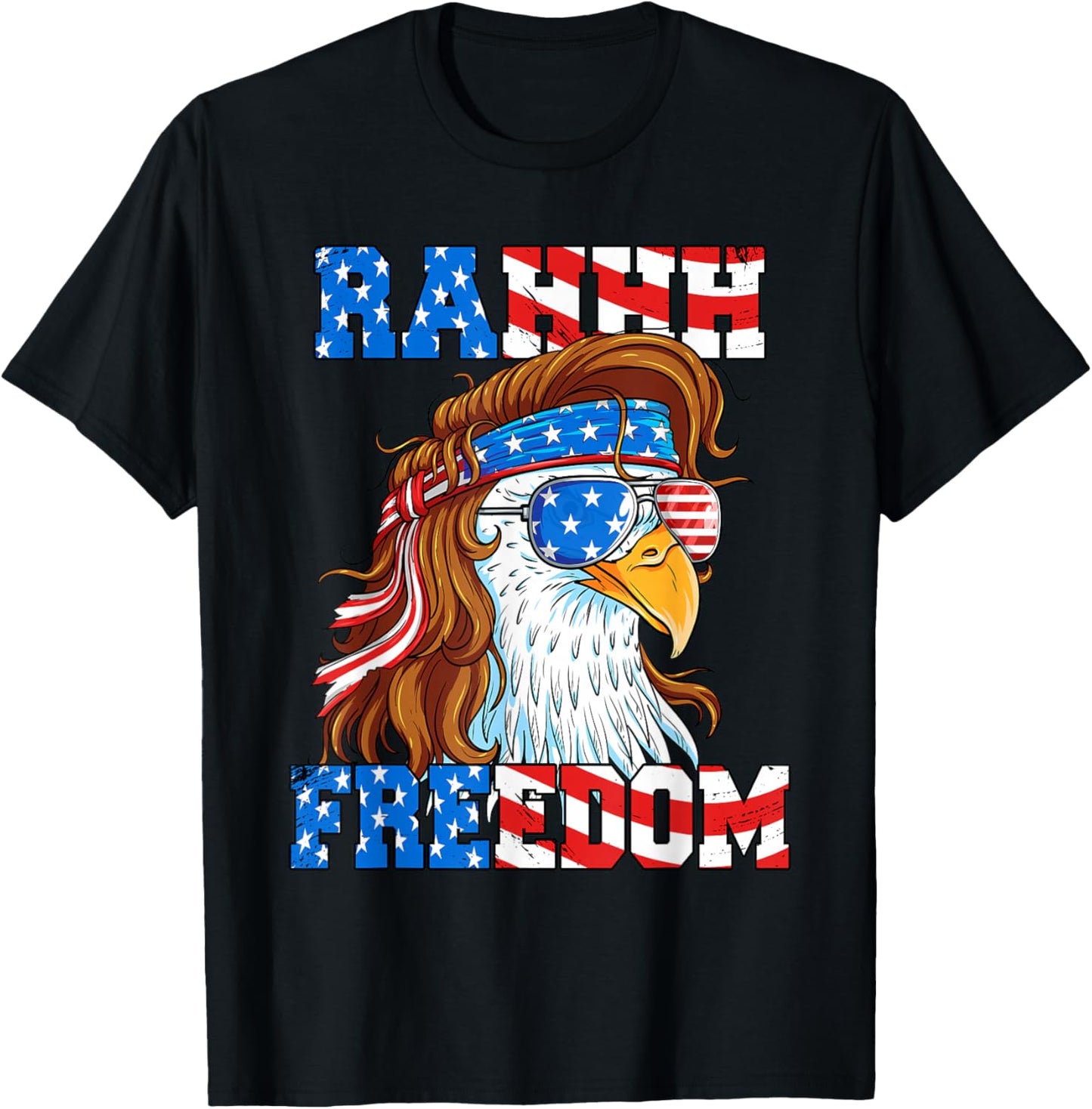 Rahhh Freedom Eagle 4th of July American Flag Usa Meme T-Shirt - T-Shirt | Black