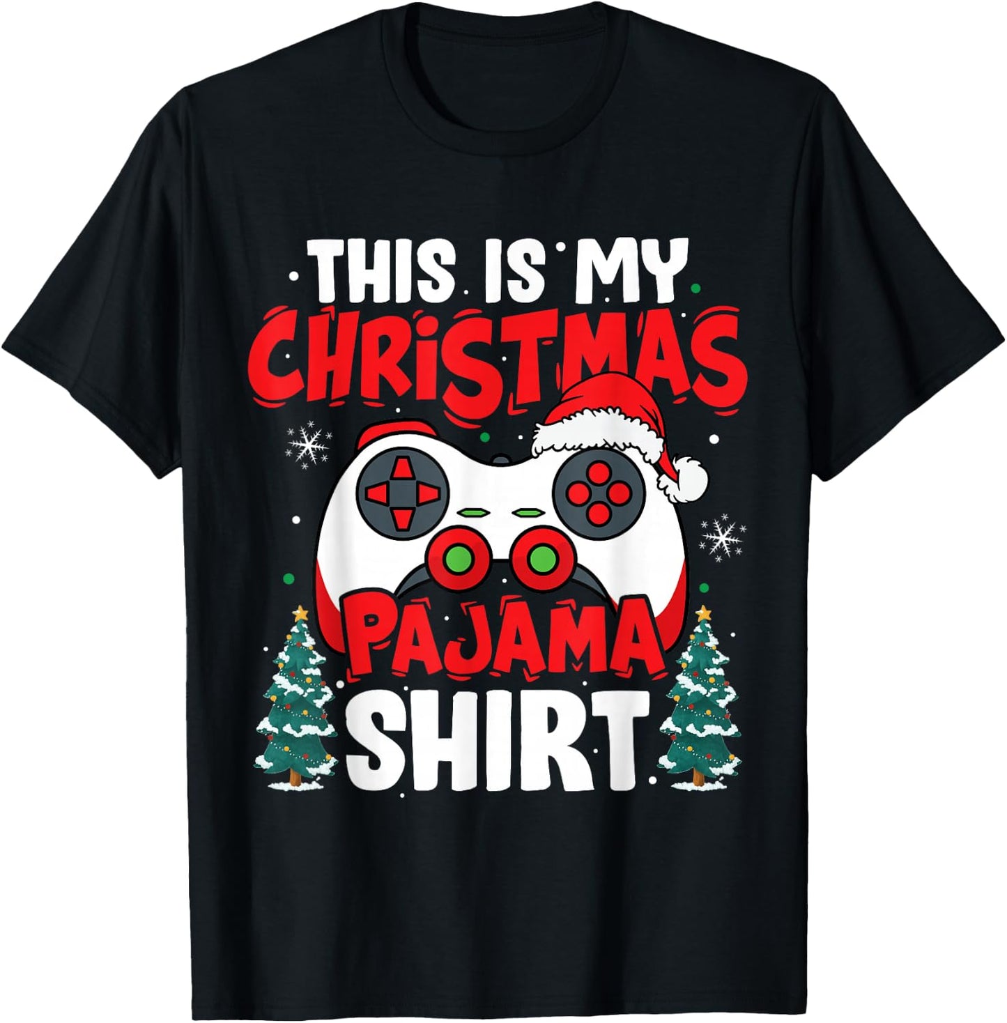 This is My Christmas Pajama Video Game Gamer Boys Teens T-Shirt - T-Shirt | Black
