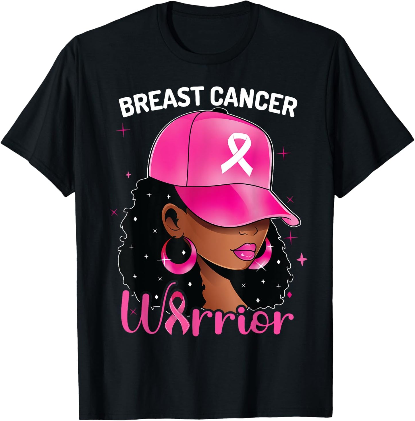 Breast Cancer Warrior Black Woman Breast Cancer Awareness T-Shirt - T-Shirt | Black