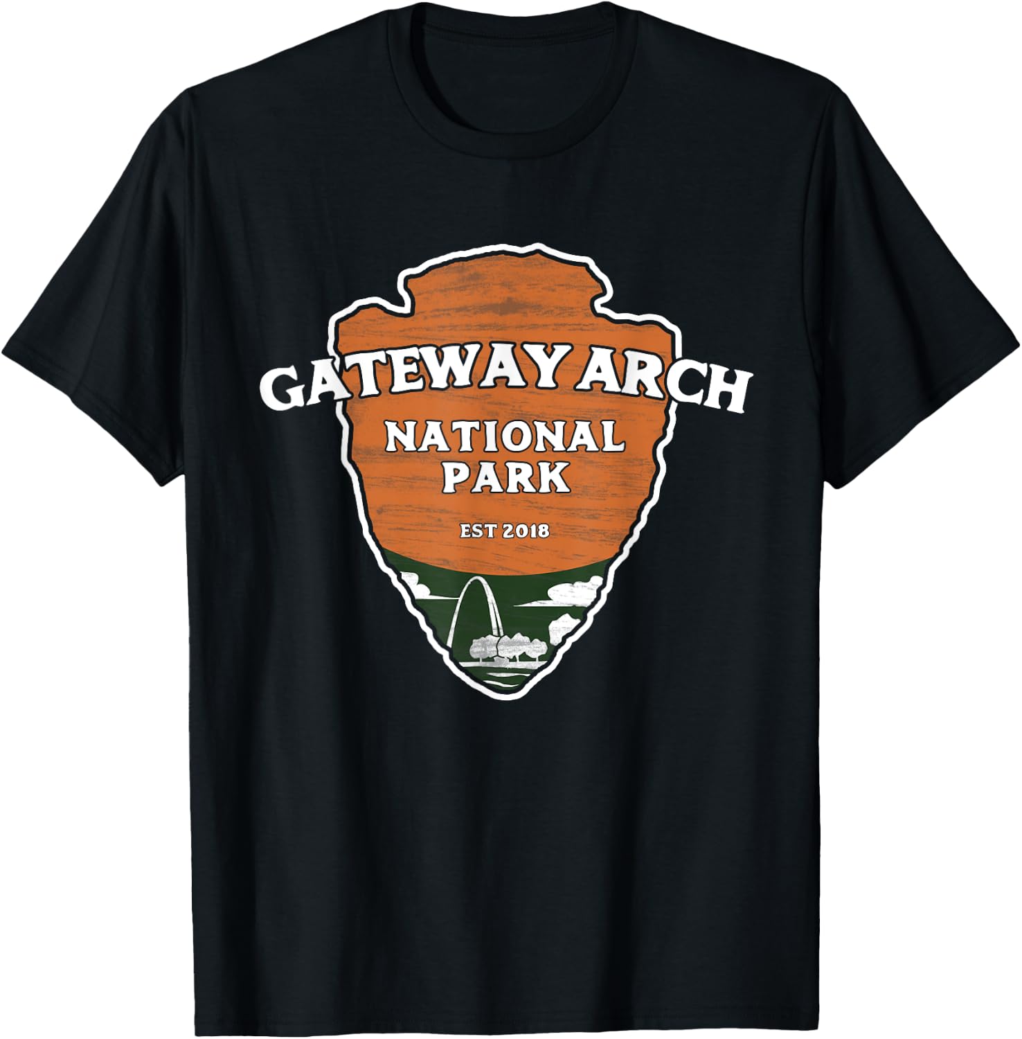 Gateway Arch National Park Classic Style Arrowhead Sign T-Shirt - T-Shirt | Black
