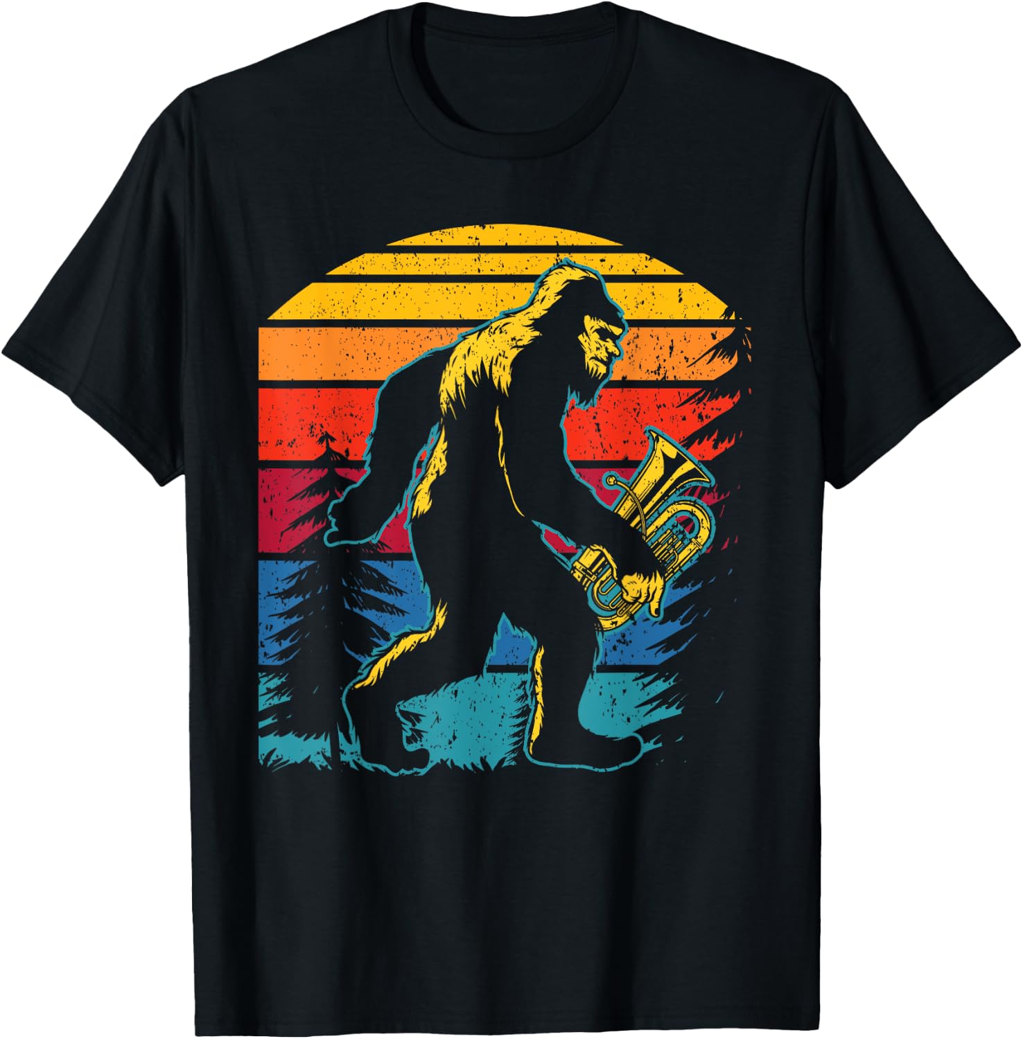 Bigfoot Lover Tuba Player Musical Instrument Musician T-Shirt - T-Shirt | Black