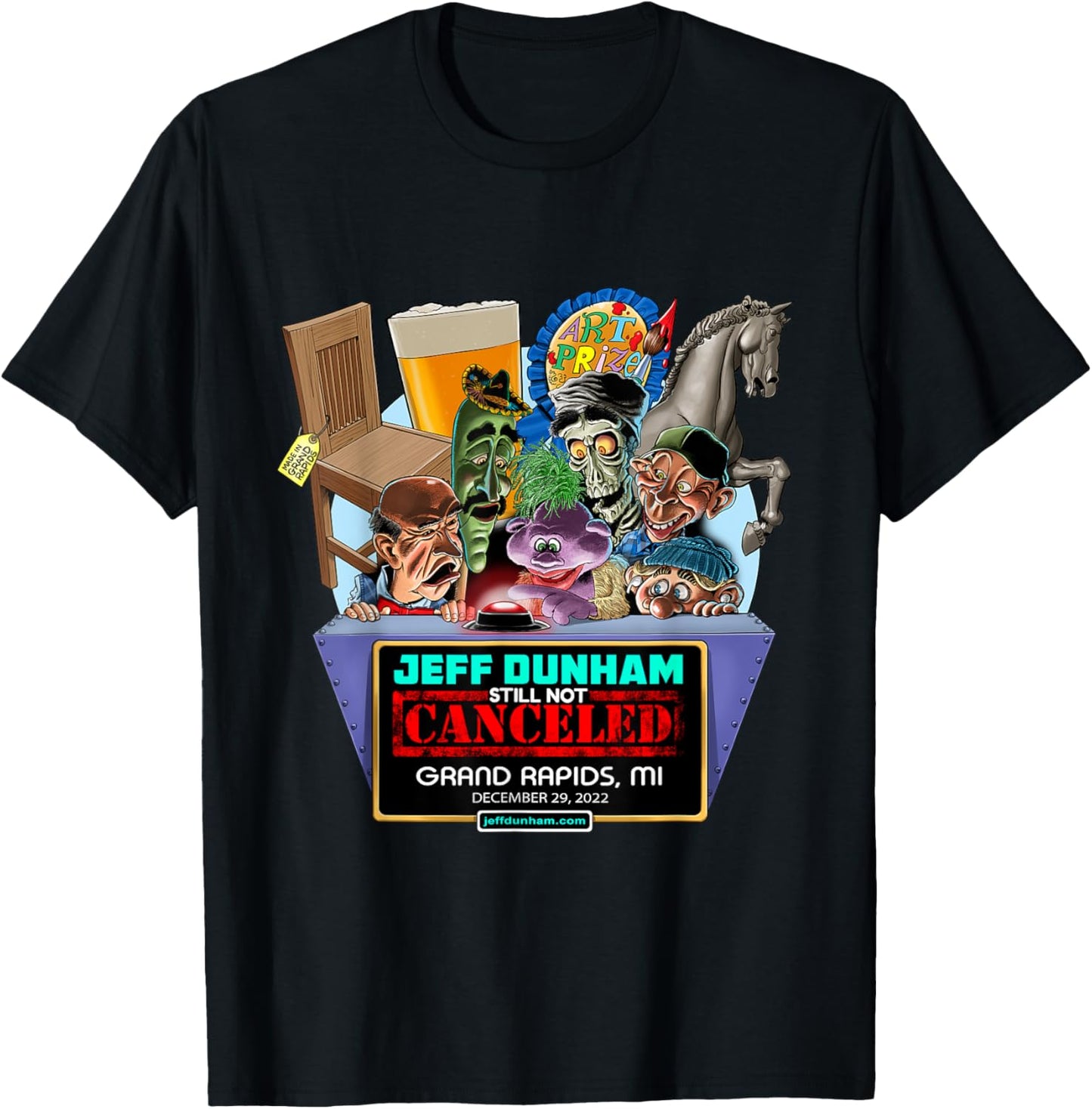 Jeff Dunham Grand Rapids, MI (2022) T-Shirt - T-Shirt | Black