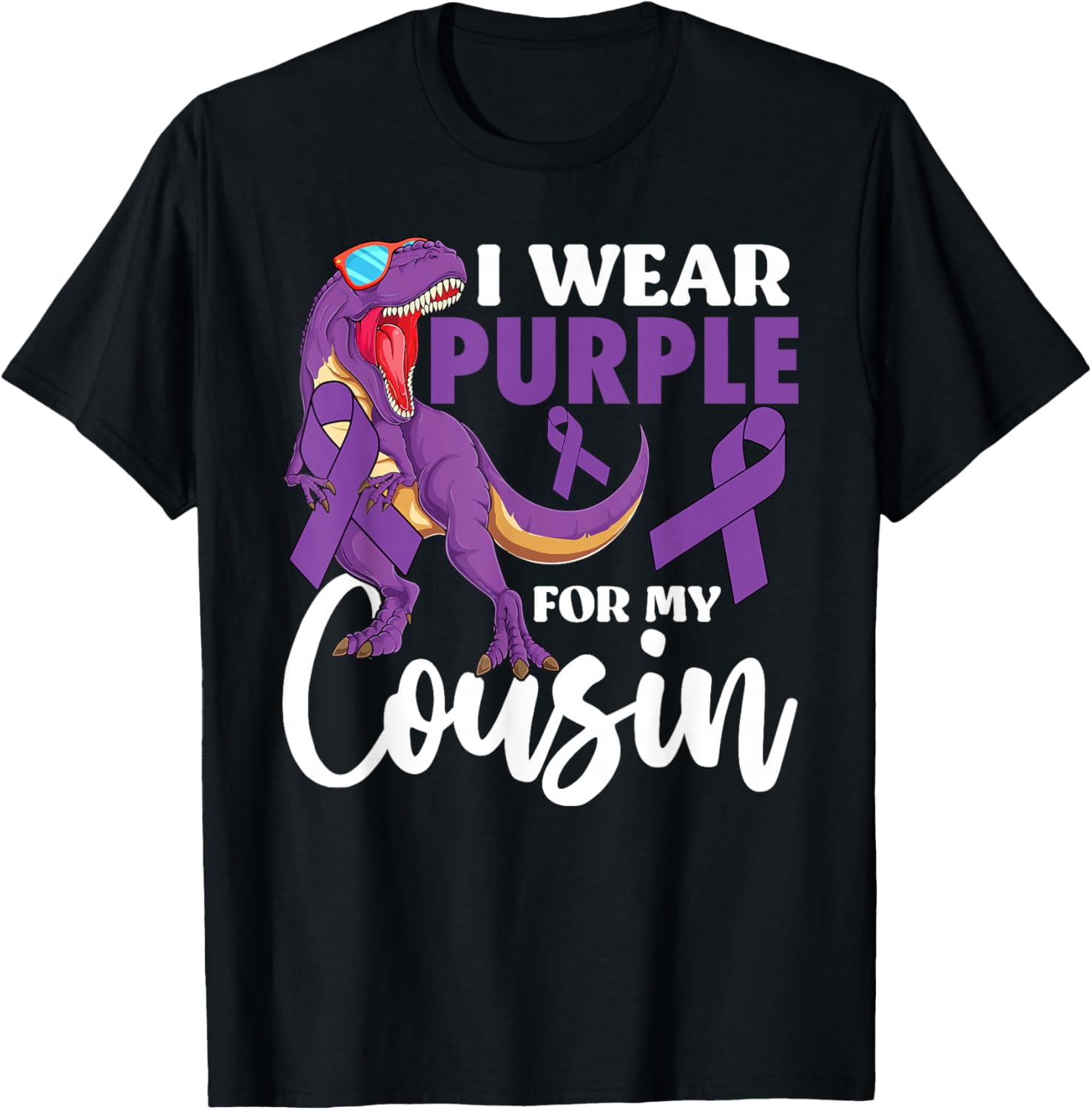 I Wear Purple For My Cousin Epilepsy Awareness Boho Rainbow T-Shirt - T-Shirt | Black
