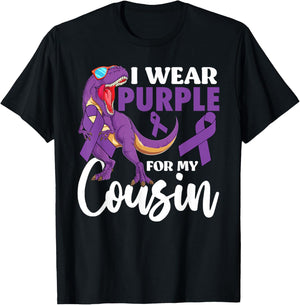 I Wear Purple For My Cousin Epilepsy Awareness Boho Rainbow T-Shirt - T-Shirt | Black