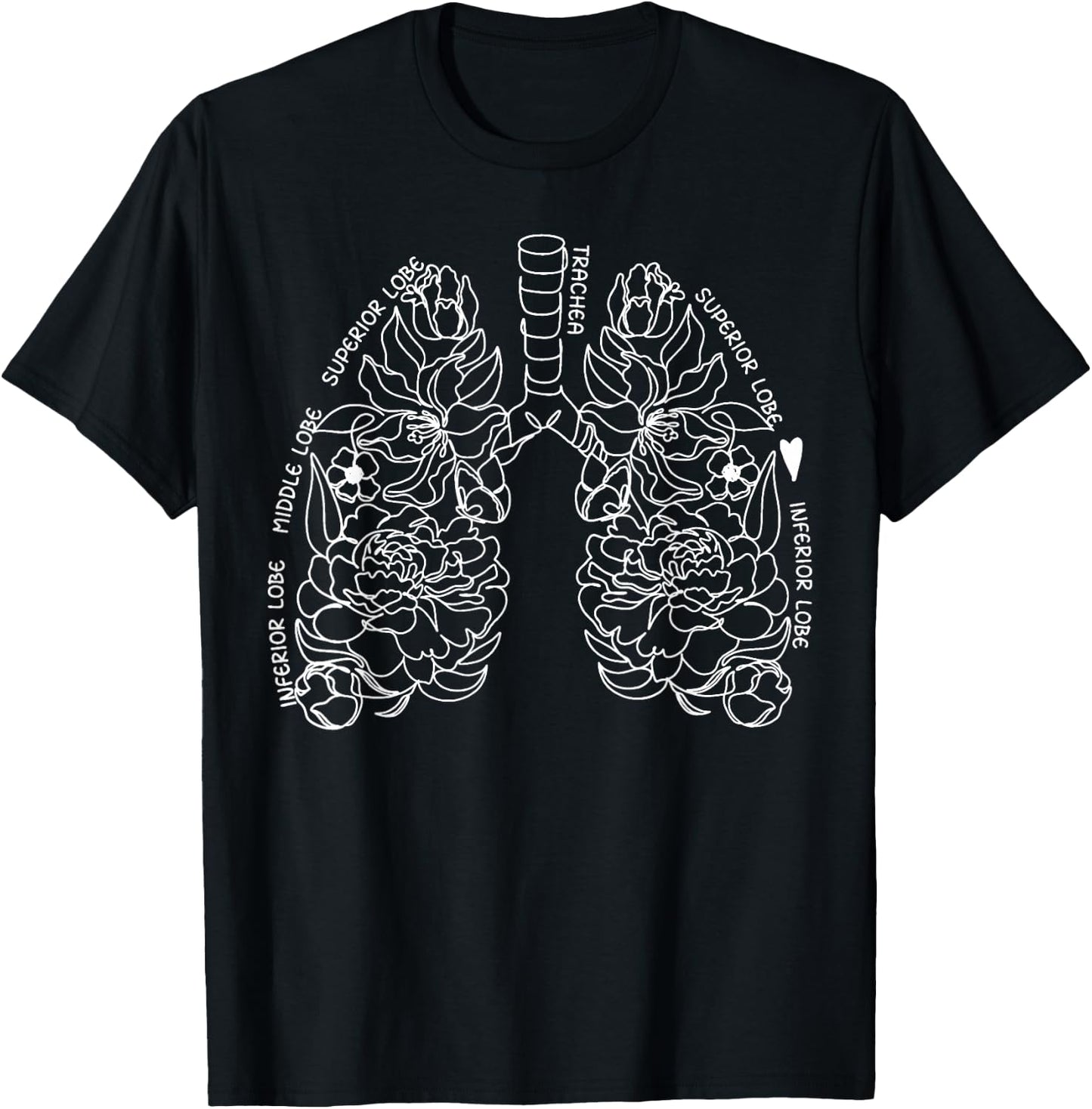 Anatomy Floral Drawing Respiratory Lungs Map Science And Art T-Shirt - T-Shirt | Black
