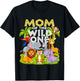 Mom Of The Wild One 1st Birthday Zoo Animal Safari Jungle T-Shirt - T-Shirt | Black