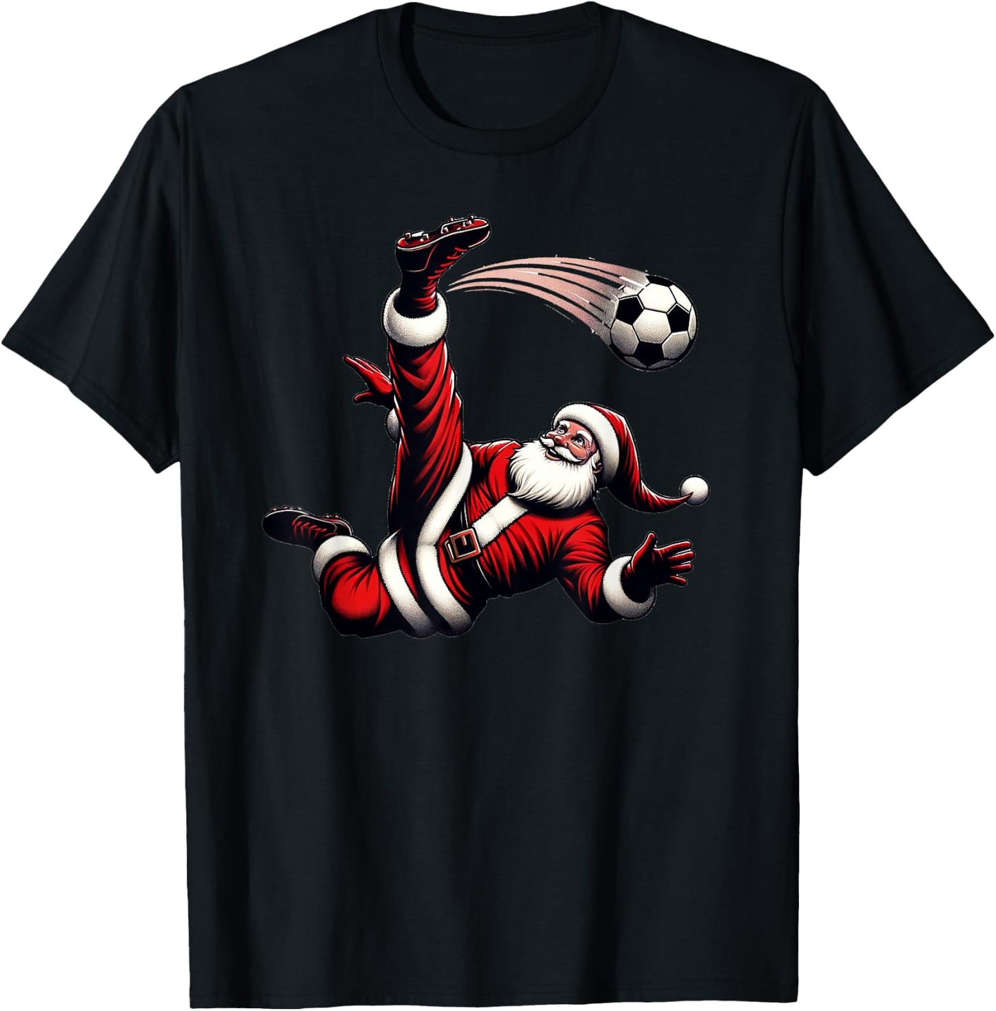 Christmas Soccer Santa Bicycle Kick Xmas Goal Boys Men Fan T-Shirt - T-Shirt | Black