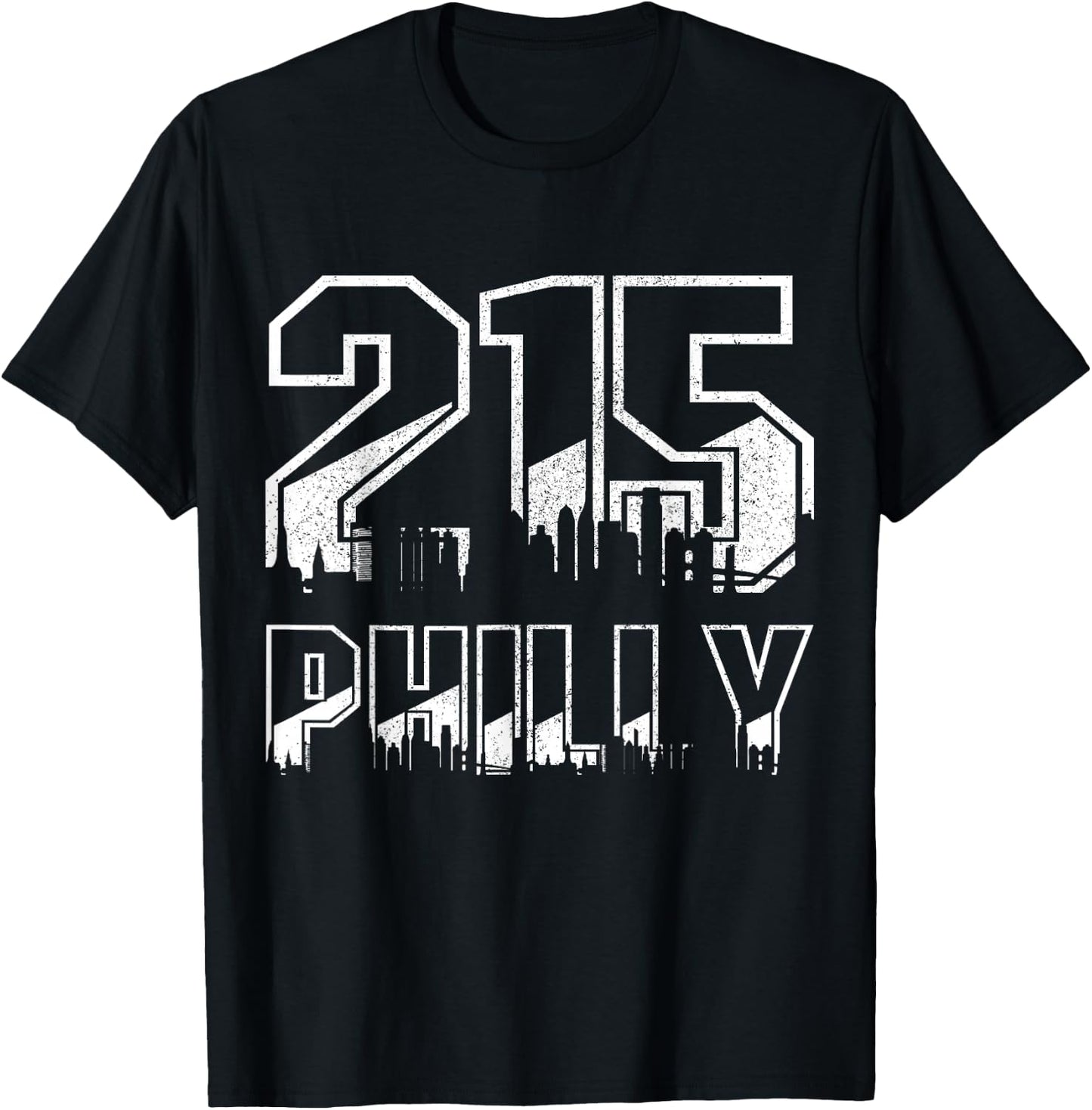 Philadelphia Pennsylvania Philly 215 Area Code Pride Skyline T-Shirt - T-Shirt | Black