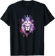 Majestic Purple Lion - Royal Crown Roses T-Shirt - T-Shirt | Black