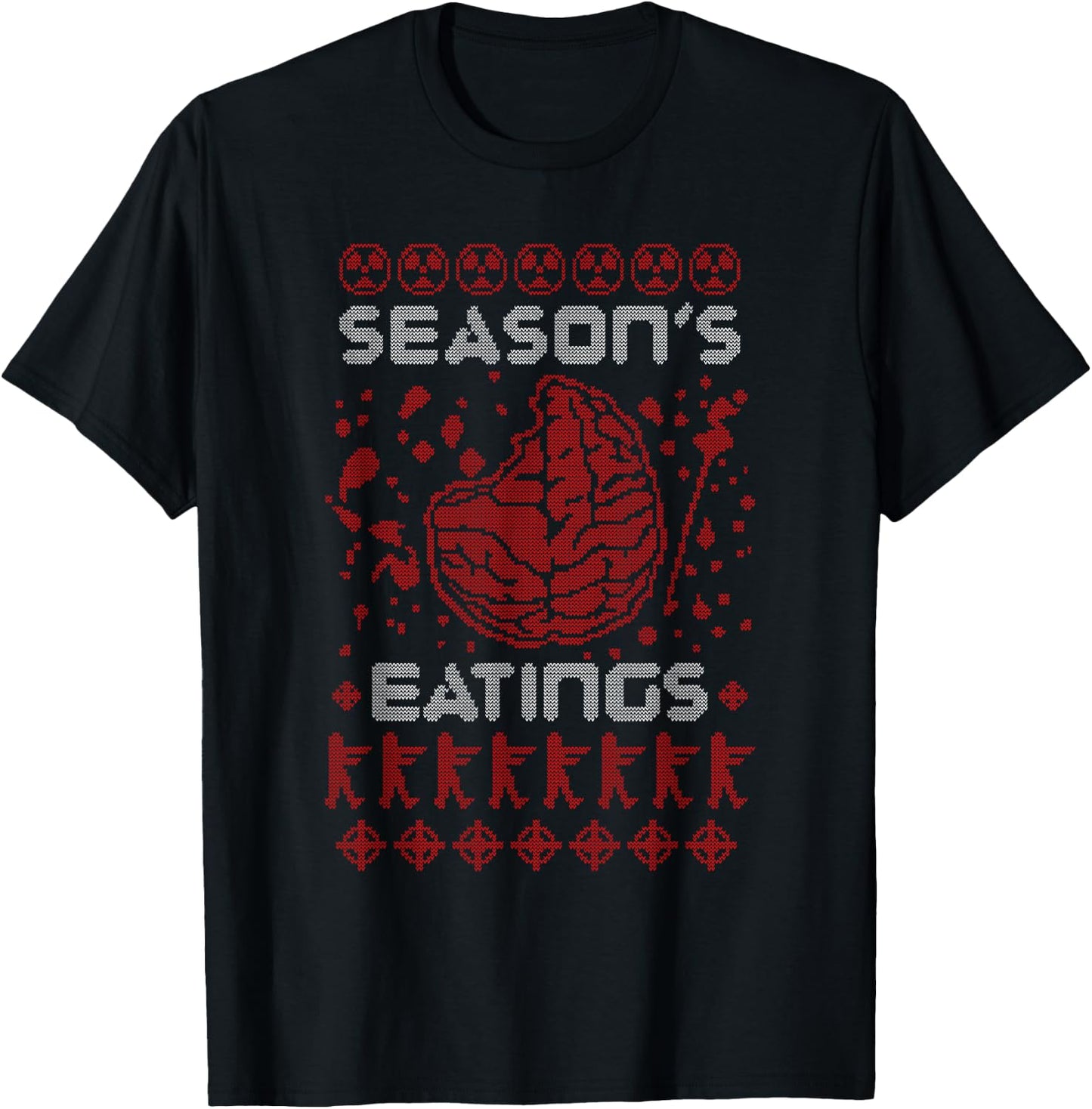 Season's Eatings Funny Zombie Ugly Christmas T-Shirt - T-Shirt | Black