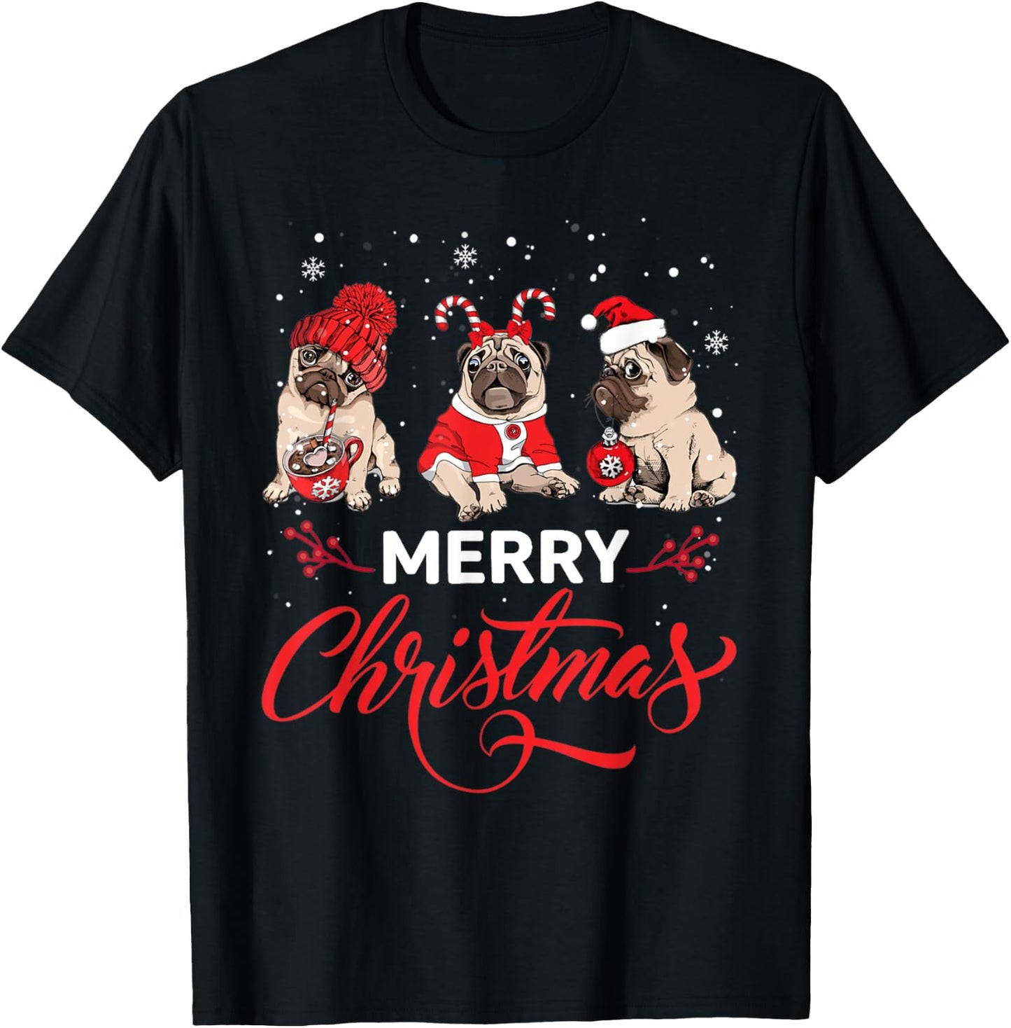 Pug Ugly Christmas Sweater Men Kids Dog Lover T-Shirt - T-Shirt | Black