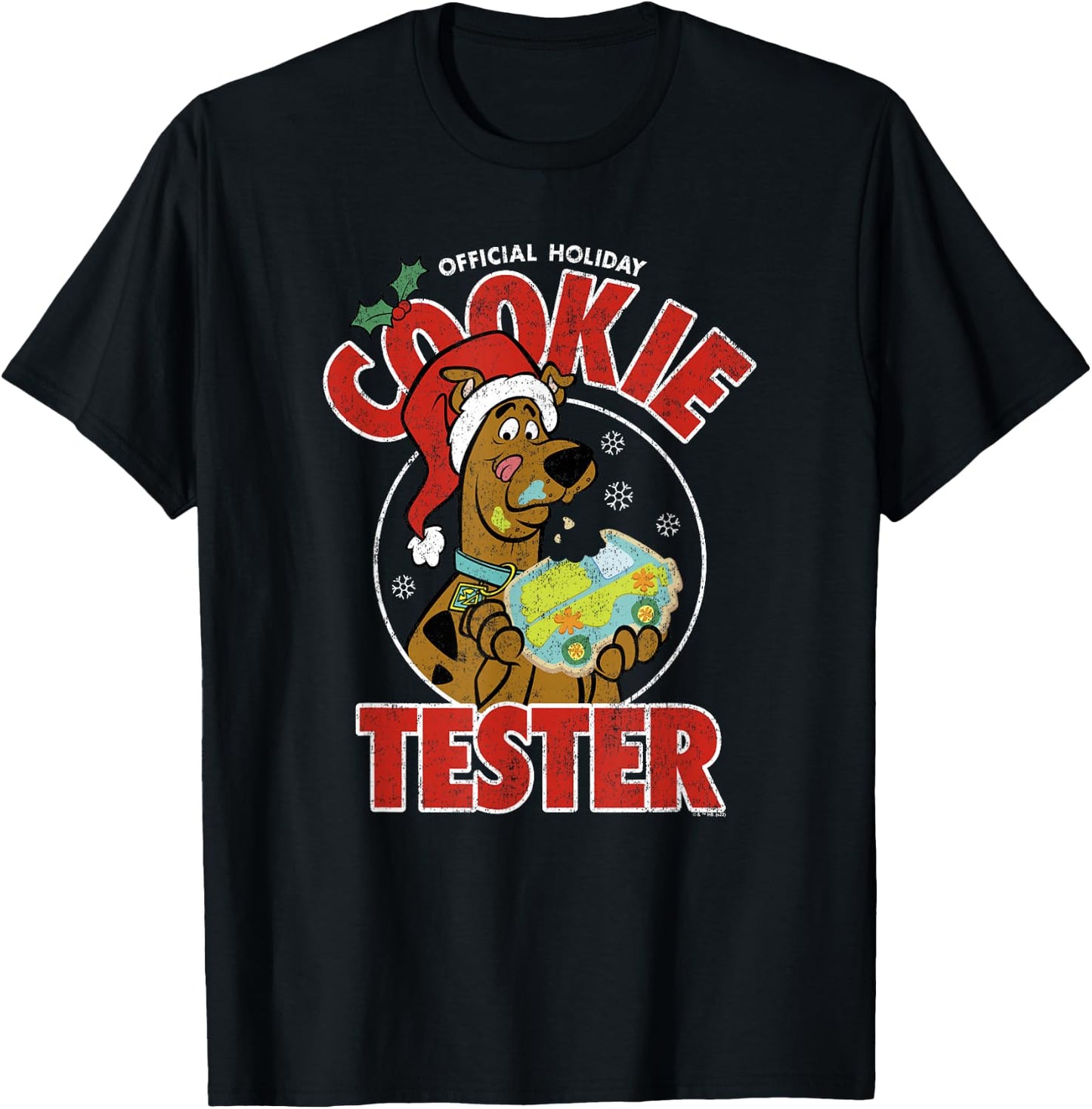 Scooby-Doo -Adults Grey Cartoon Christmas Graphic T-Shirt - T-Shirt | Black