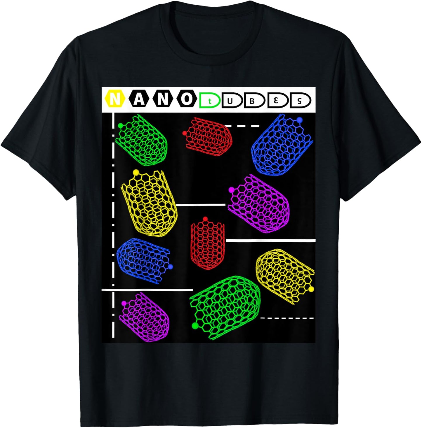 Funny Nerdy Forms Nanotubes Chemistry Teacher Geek T-Shirt - T-Shirt | Black