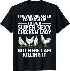 Cool Chicken Lady Art Mom Hen Flock Chicken Farmer T-Shirt - T-Shirt | Black