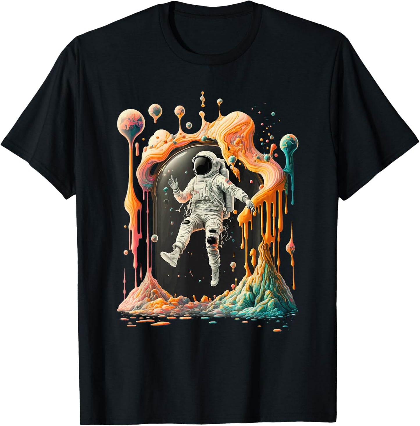 Psychedelic Astronaut, Trippy Space Adventure: Graphic T-Shirt - T-Shirt | Black