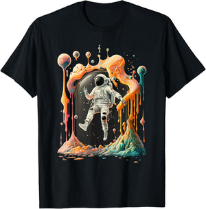 Psychedelic Astronaut, Trippy Space Adventure: Graphic T-Shirt - T-Shirt | Black